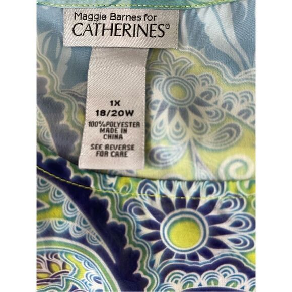 Maggie Barnes for Catherines Yellow & Green Paisley Print Blouse/Cover-up - Picture 5 of 5